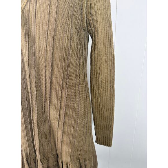 Free People Ribs and Ruffles Tunic Top Size Medium Olive Green Henley Peplum - Picture 7 of 11